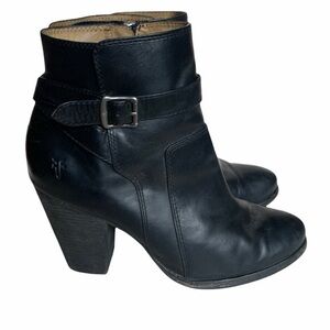 Frye Patty Black Leather Ankle Boots
